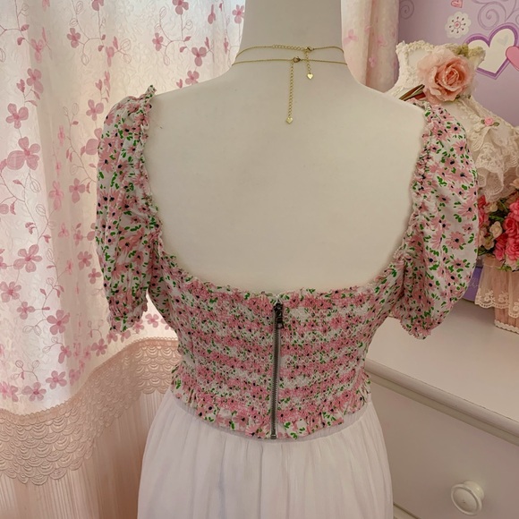 Alice+Olivia Floral Print Square Neckline Crop Top - Picture 6 of 9